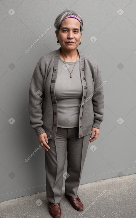 Peruvian middle-aged non-binary with  gray hair