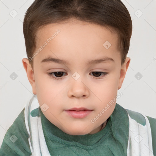 Neutral white child female with short  brown hair and brown eyes