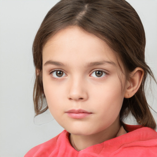 Neutral white child female with medium  brown hair and brown eyes