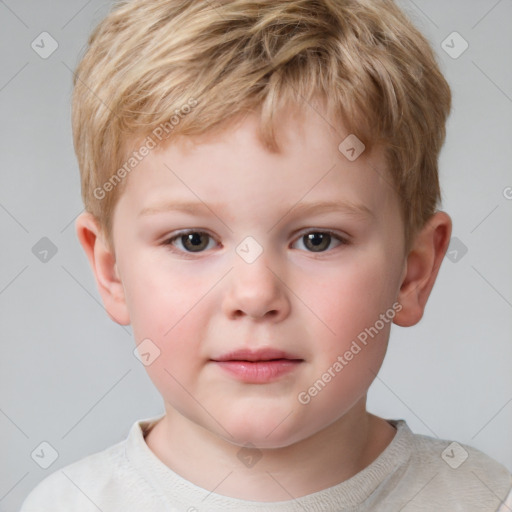 Neutral white child male with short  brown hair and brown eyes