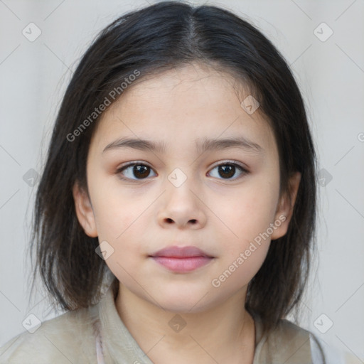 Neutral white child female with medium  brown hair and brown eyes