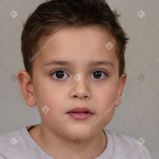 Neutral white child female with short  brown hair and brown eyes