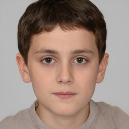 Neutral white child male with short  brown hair and brown eyes