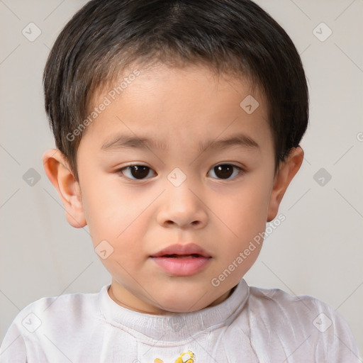 Neutral white child male with short  brown hair and brown eyes