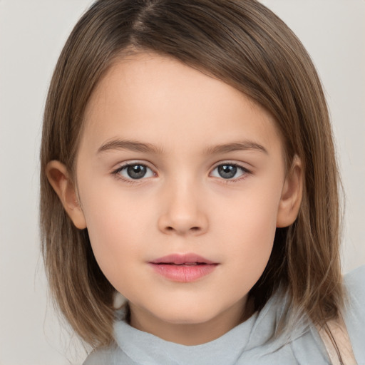 Neutral white child female with medium  brown hair and brown eyes