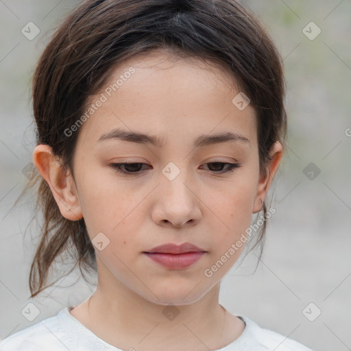 Neutral white child female with medium  brown hair and brown eyes