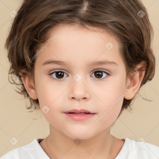 Neutral white child female with medium  brown hair and brown eyes