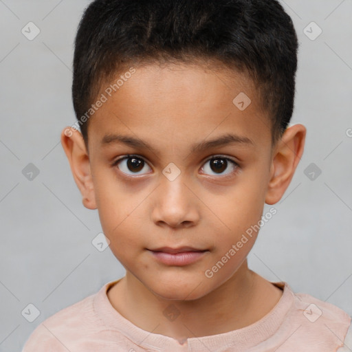 Neutral white child male with short  brown hair and brown eyes