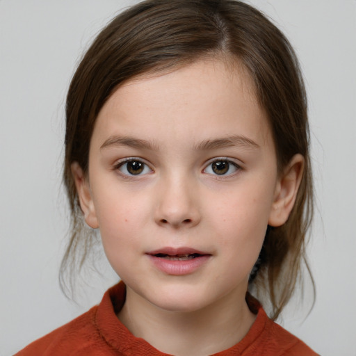 Neutral white child female with medium  brown hair and brown eyes