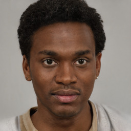 Neutral black young-adult male with short  brown hair and brown eyes