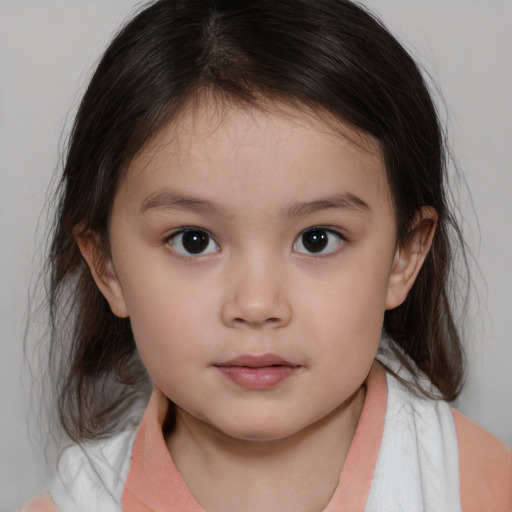 Neutral white child female with medium  brown hair and brown eyes