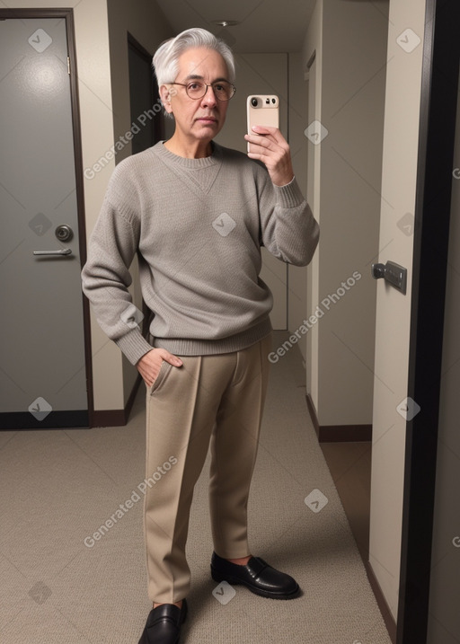 Adult non-binary with  gray hair