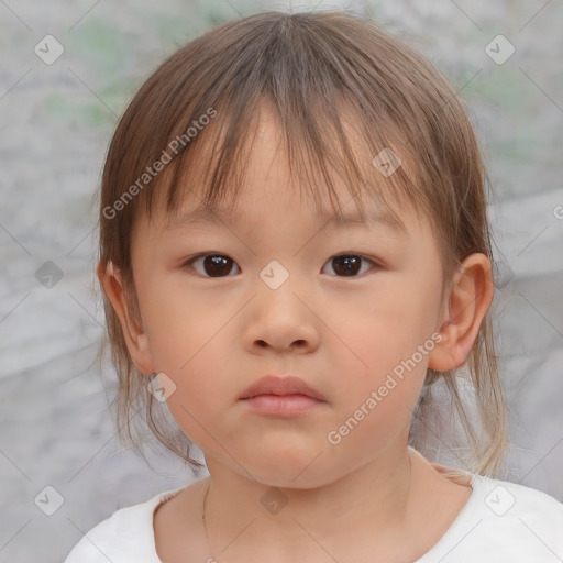 Neutral white child female with medium  brown hair and brown eyes