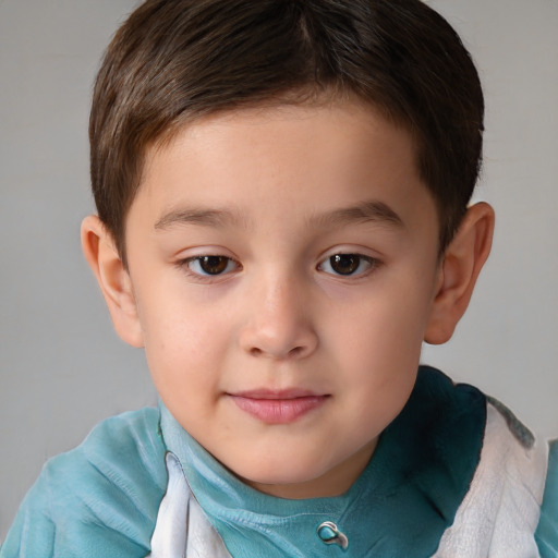 Neutral white child male with short  brown hair and brown eyes