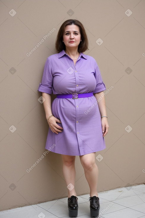 Albanian middle-aged female with  brown hair