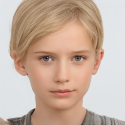 Neutral white child female with short  brown hair and brown eyes