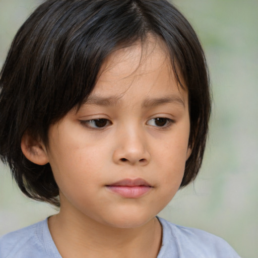 Neutral asian child female with medium  brown hair and brown eyes