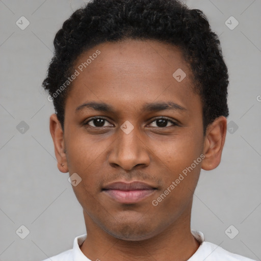 Neutral latino young-adult male with short  brown hair and brown eyes