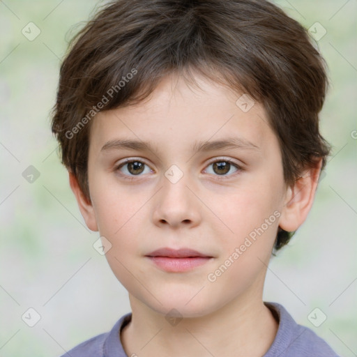 Neutral white child male with short  brown hair and brown eyes