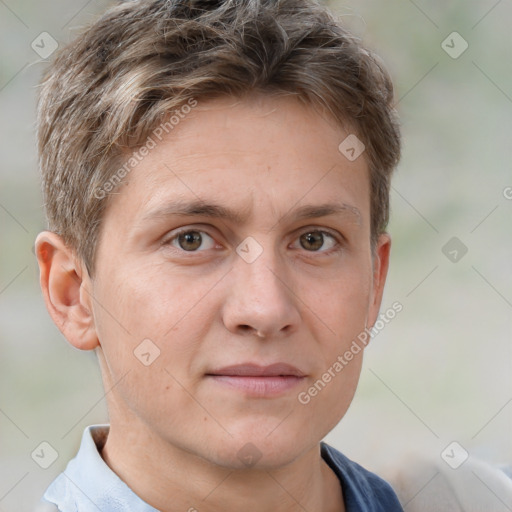 Neutral white adult male with short  brown hair and brown eyes