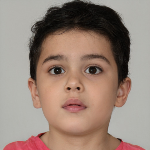 Neutral white child male with short  brown hair and brown eyes