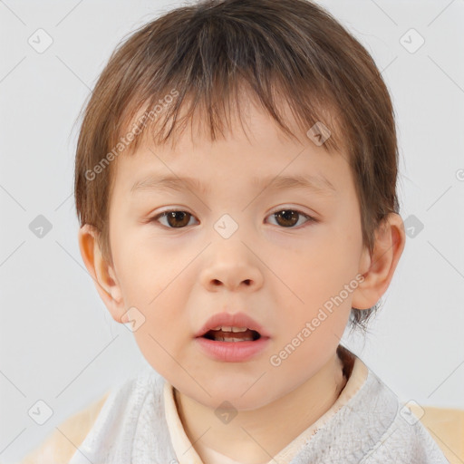 Neutral white child male with short  brown hair and brown eyes