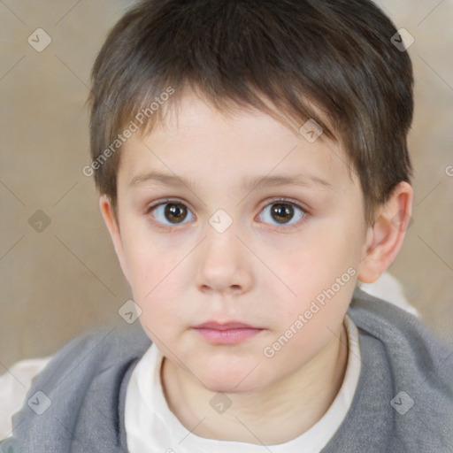 Neutral white child male with short  brown hair and brown eyes