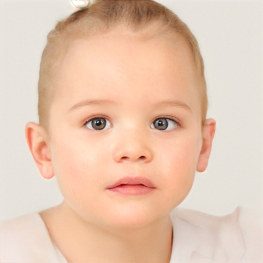 Neutral white child female with short  brown hair and brown eyes