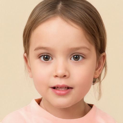 Neutral white child female with medium  brown hair and brown eyes