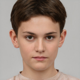 Neutral white child male with short  brown hair and brown eyes