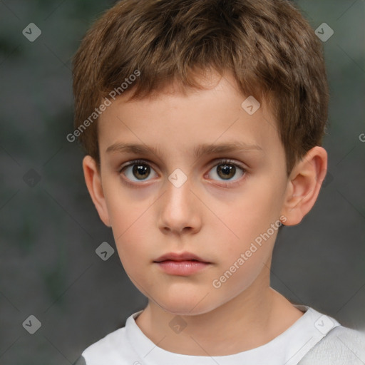 Neutral white child male with short  brown hair and brown eyes