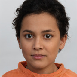 Neutral white child female with short  brown hair and brown eyes