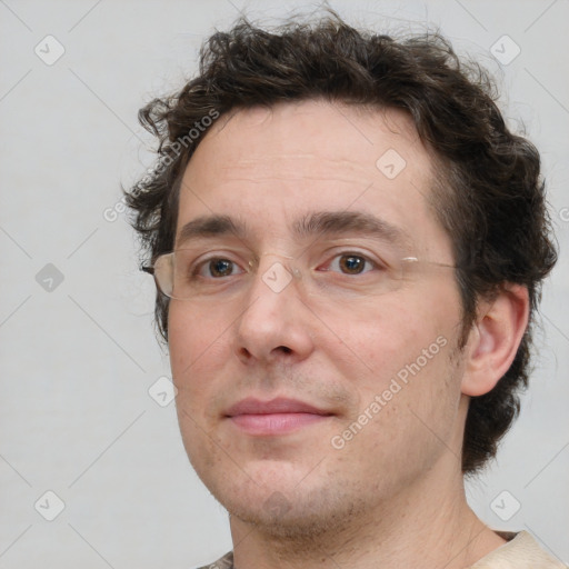 Neutral white adult male with short  brown hair and brown eyes