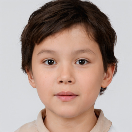 Neutral white child male with short  brown hair and brown eyes