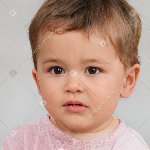 Neutral white child male with short  brown hair and brown eyes