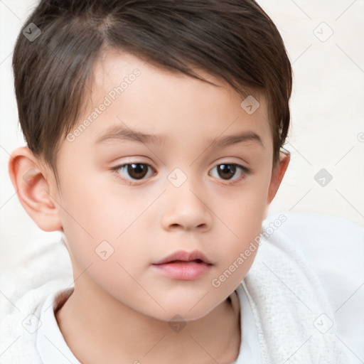 Neutral white child male with short  brown hair and brown eyes