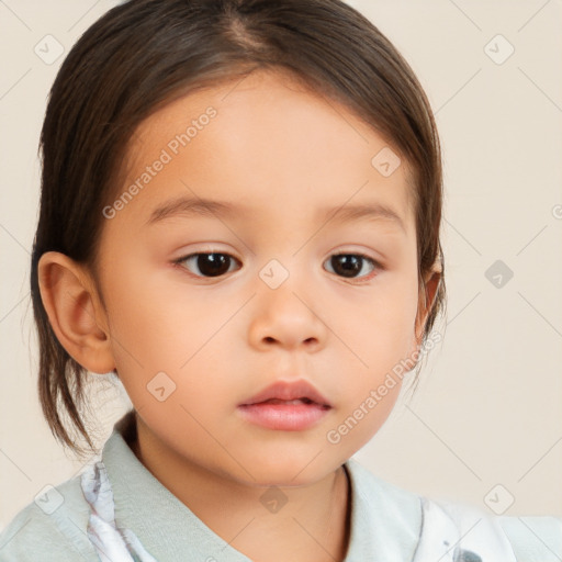 Neutral white child female with medium  brown hair and brown eyes