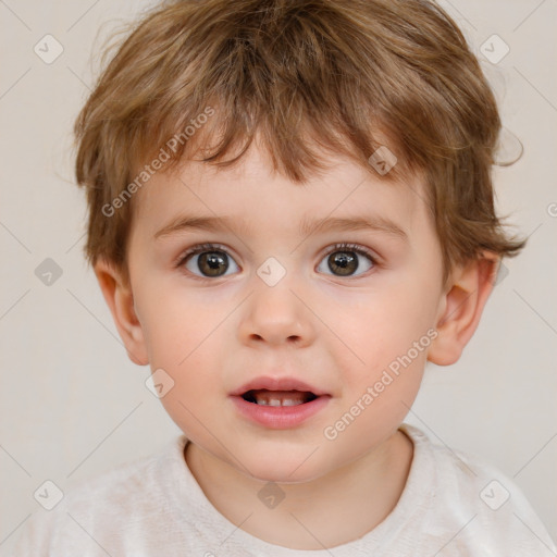 Neutral white child male with short  brown hair and brown eyes