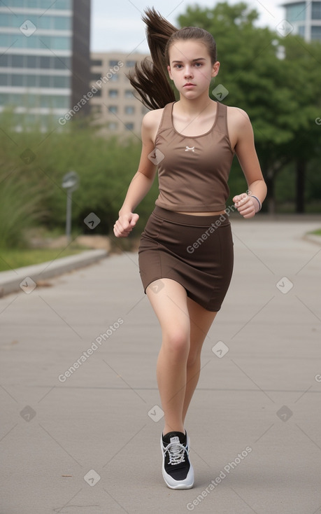 Teenager girl with  brown hair