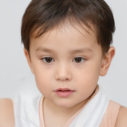 Neutral white child female with short  brown hair and brown eyes