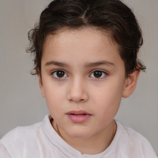 Neutral white child female with medium  brown hair and brown eyes