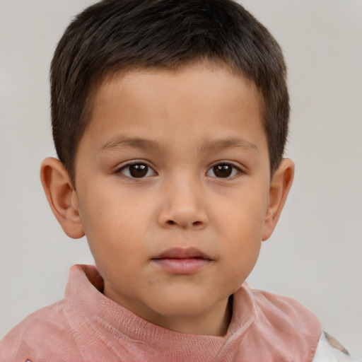 Neutral white child male with short  brown hair and brown eyes