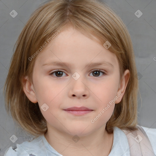 Neutral white child female with medium  brown hair and brown eyes