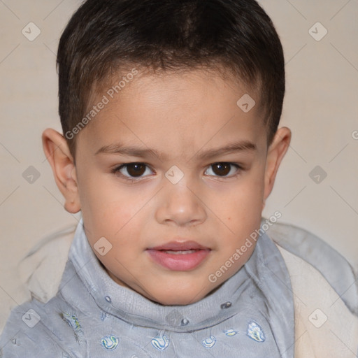 Neutral white child male with short  brown hair and brown eyes