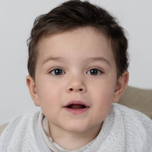 Neutral white child male with short  brown hair and brown eyes