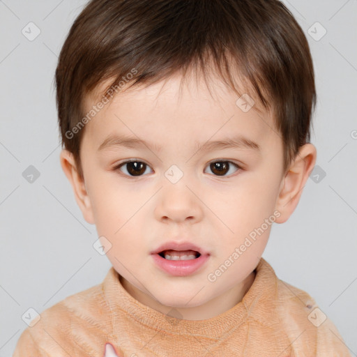 Neutral white child male with short  brown hair and brown eyes