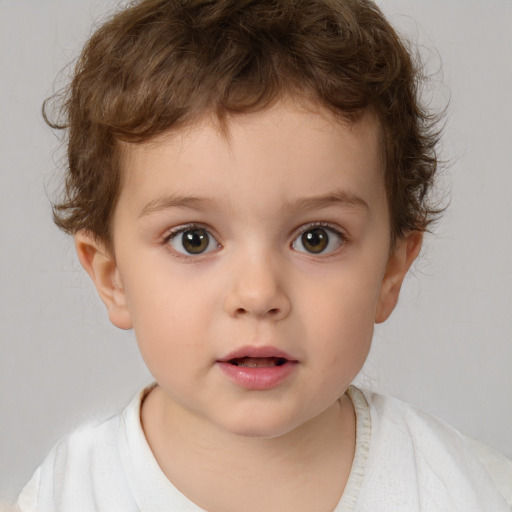 Neutral white child male with short  brown hair and brown eyes