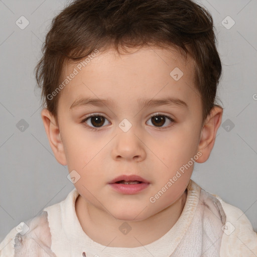 Neutral white child male with short  brown hair and brown eyes