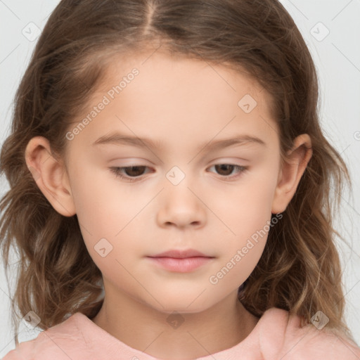 Neutral white child female with medium  brown hair and brown eyes