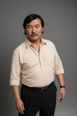 Mongolian middle-aged male with  black hair